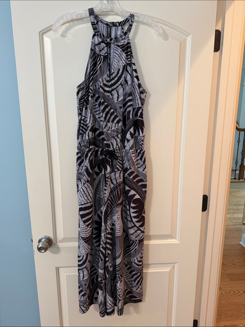 Athleta Black & White Printed Halter Jumpsuit, size 6